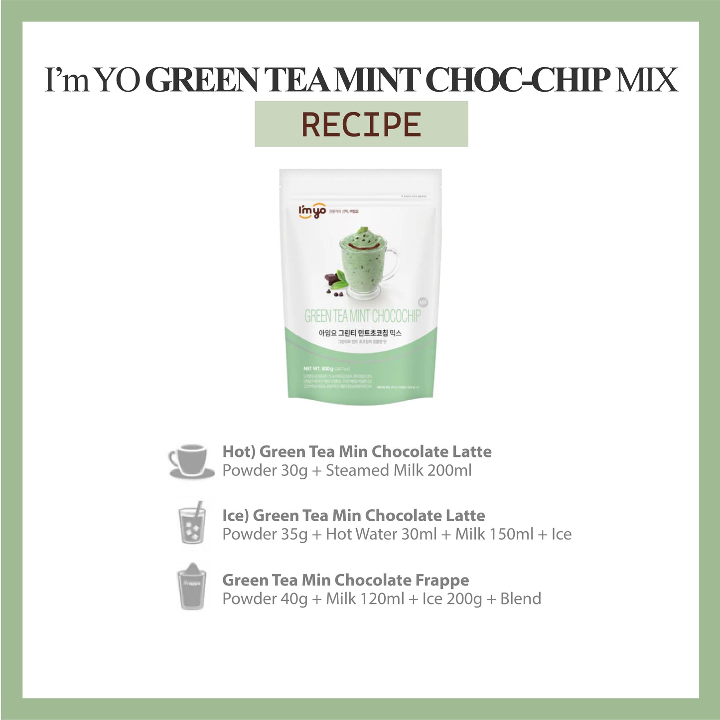 I'myo Green Tea Mint Choc Chip Powder